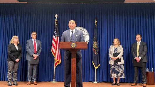 Pa. Auditor General Tim DeFoor announces the results of a review of the state's Motor Voter system in April, 2026.