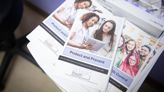 Informational pamphlets at Adagio Health in Greensburg