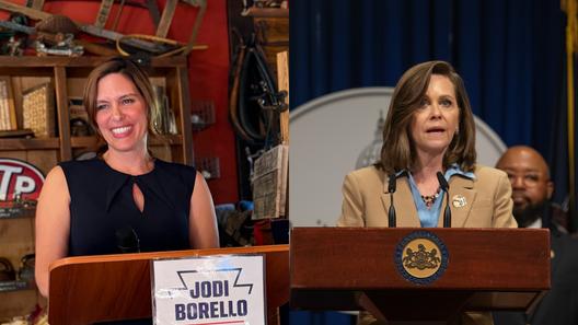 Independent Senate candidate Jodi Borello (left) and state Sen. Camera Bartolotta