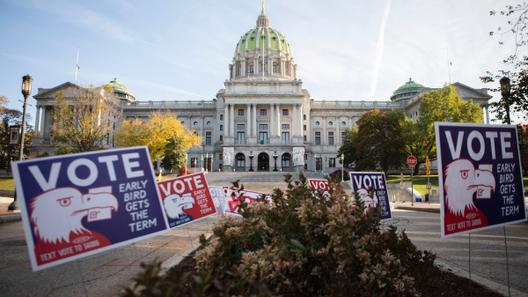 Pennsylvania’s capitol building in Harrisburg on the morning of Election Day. November 3, 2020. Pennsylvania’s capitol building in Harrisburg on the morning of Election Day. November 3, 2020.