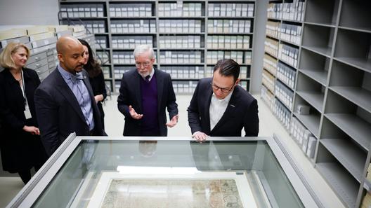 Gov. Josh Shapiro joined Pennsylvania Historical & Museum Commission officials at the State Archives building in 2023.