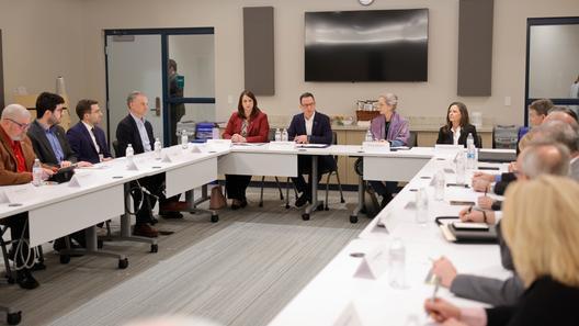 Gov. Josh Shapiro, cabinet secretaries, and local officials meet to discuss proposed ICE detention centers.