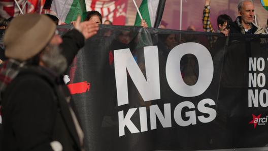 People take part in an anti-war demonstration organized by "No Kings Italy movement" in Rome, Saturday, March 28, 2026.