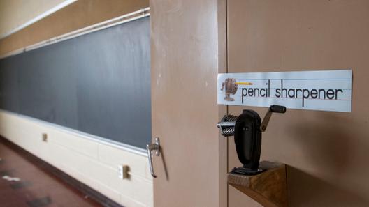 A former classroom is seen inside NuMedX Medical Clinic, formerly Longview Elementary School in Punxsutawney, PA.