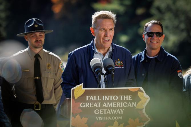 State Rep. Paul Takac (D., Centre) at an event at Black Moshannon State Park in October 2024.