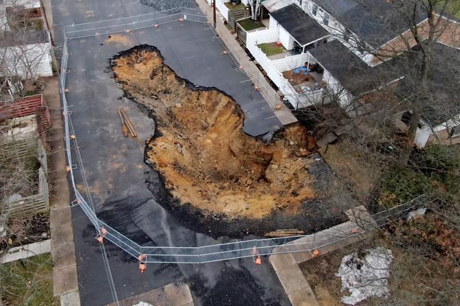 A sinkhole on Amblewood Way in Patton Township.