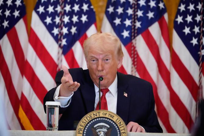 President Donald Trump speaks during an event to promote investment in rural health care in the East Room of the White House, Friday, Jan. 16, 2026, in Washington.