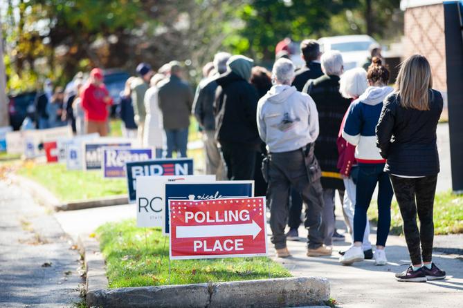 Pennsylvania voters wait in line in 2020. Pennsylvania voters wait in line in 2020.