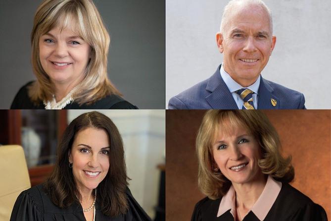 PA Supreme Court primary candidates, from left, clockwise: Deborah Kunselman; Daniel McCaffery; Patricia McCullough; Carolyn Carluccio.