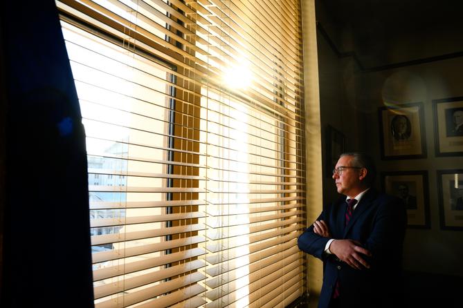 Pennsylvania Secretary of State Al Schmidt stands for a portrait in a Department of State conference room at the Capitol in Harrisburg.