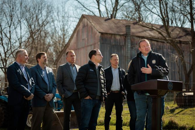 State Sen. Scott Martin (far right) with Gov. Josh Shapiro and other officials.