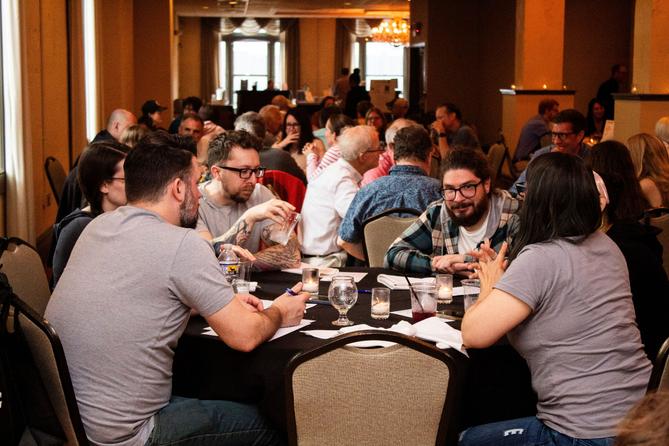 Trivia participants at Spotlight PA's first-ever Lehigh Valley Clink 'N Think Quiz Bash fundraiser in Allentown, PA.