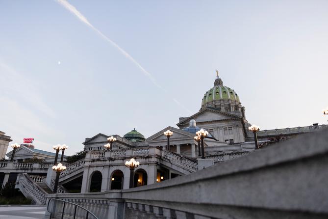 The exterior of the Pennsylvania Capitol in Harrisburg.