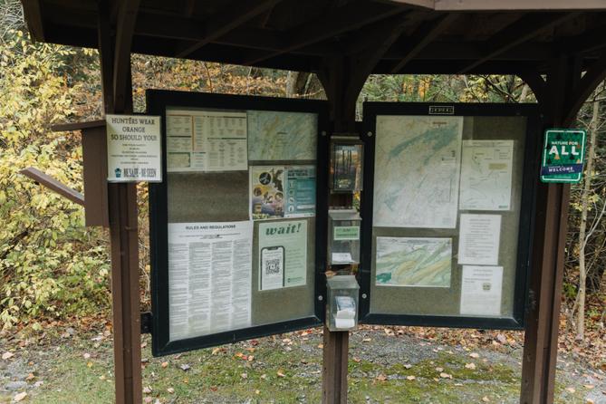 A bulletin board in Rothrock State Forest