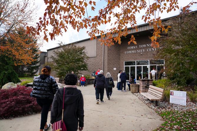 Northampton County, PA voters head to the polls on Nov. 7, 2023, at the Forks Township Community Center.