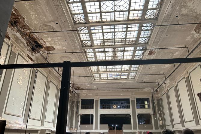 Mayor Eddie Morán speaks alongside state Rep. Manny Guzman (D., Berks) about the importance of the City Revitalization and Improvement Zone for the future of downtown Reading from the inside of The Reading Trust Company building on Penn Street on July 29, 2025.