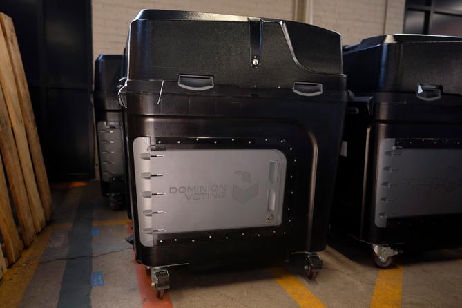 A Dominion Voting ballot scanner is seen in Luzerne County's warehouse in Wilkes-Barre, PA, Wednesday, Sept. 13, 2023. A Dominion Voting ballot scanner is seen in Luzerne County's warehouse in Wilkes-Barre, PA, Wednesday, Sept. 13, 2023.