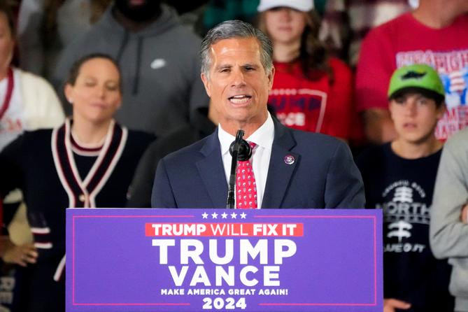 U.S. Rep. Dan Meuser (R., Pa.) speaks at a campaign rally for JD Vance in 2024. U.S. Rep. Dan Meuser (R., Pa.) speaks at a campaign rally for JD Vance in 2024.