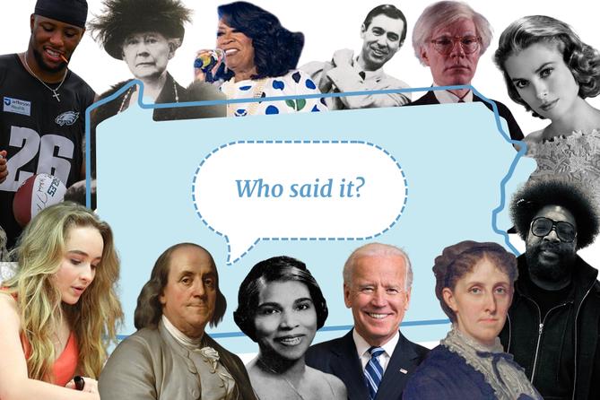 A map of Pennsylvania surrounded by cutouts of celebrities and other figures. A map of Pennsylvania surrounded by cutouts of celebrities and other figures.