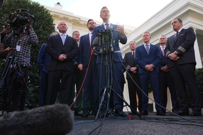 Transportation Secretary Sean Duffy outside the West Wing of the White House, in October 2025.