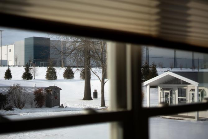 The warehouse ICE purchased in Berks County as seen through Deb Fisher’s window in Upper Bern Township, PA.