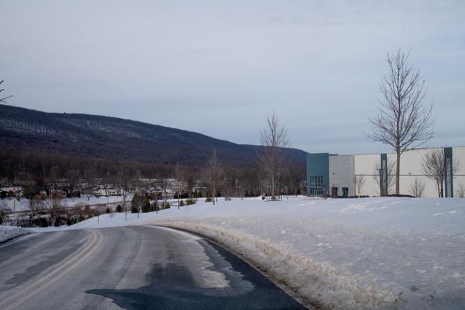 A view of a Berks County warehouse purchased by ICE to be used as a processing center. A view of a Berks County warehouse purchased by ICE to be used as a processing center.