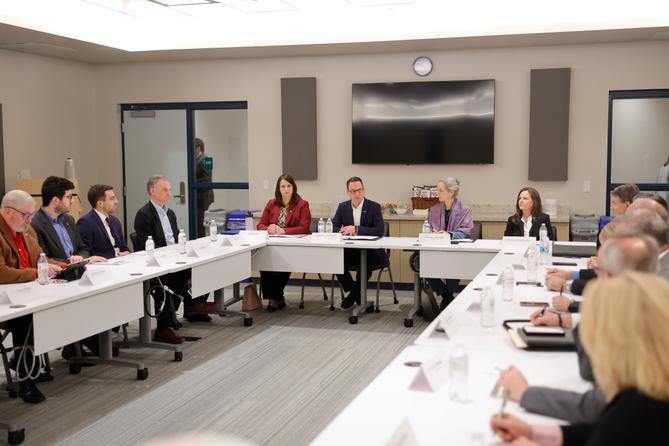 Gov. Josh Shapiro, cabinet secretaries, and local officials meet to discuss proposed ICE detention centers. Gov. Josh Shapiro, cabinet secretaries, and local officials meet to discuss proposed ICE detention centers.