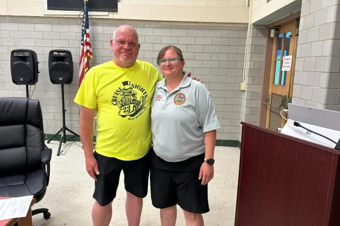 Katelyn Valesky with Hatboro Mayor Tim Schultz after being sworn in as fire marshal in April 2023. Katelyn Valesky with Hatboro Mayor Tim Schultz after being sworn in as fire marshal in April 2023.