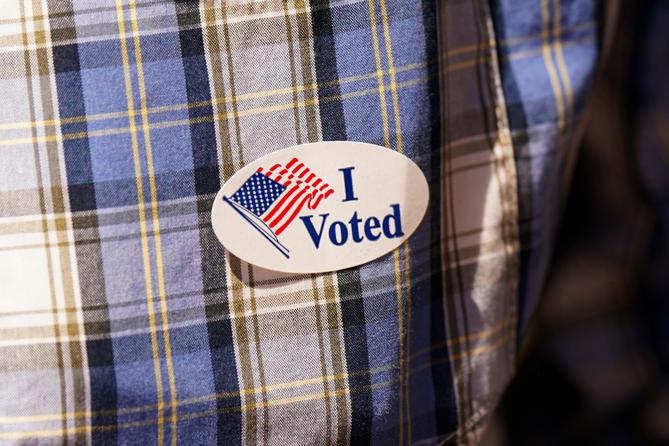 Voter Richard Solga speaks May 19, 2026, outside Sheridan Elementary School in Allentown, Lehigh County, Pennsylvania.