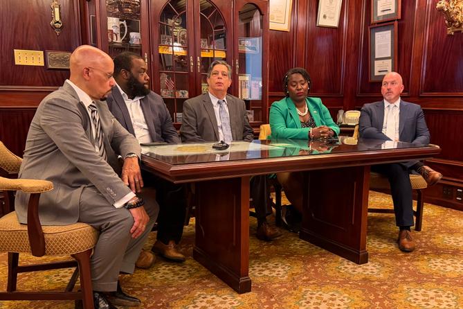 Pa. House and Senate Democratic leaders hold a state budget press conference on June 30, 2026. Pa. House and Senate Democratic leaders hold a state budget press conference on June 30, 2026.