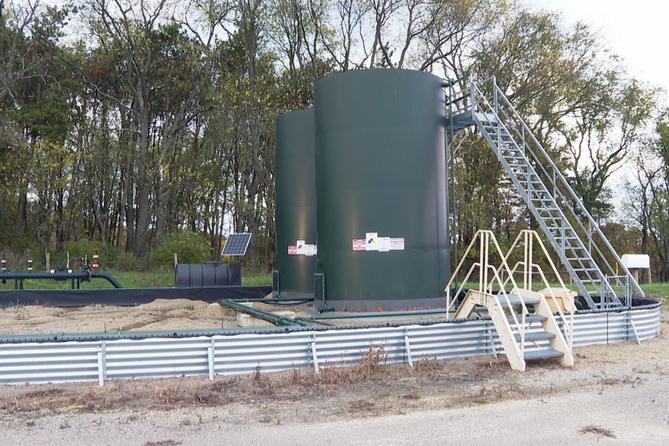 An XTO Energy natural gas fracking well pad is seen in Freeport, Pennsylvania, on Thursday, October 15, 2020.