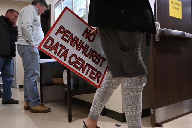 People attend an East Vincent Township supervisors’ meeting where an agenda item involved a data center proposal at the former Pennhurst State Hospital grounds. People attend an East Vincent Township supervisors’ meeting where an agenda item involved a data center proposal at the former Pennhurst State Hospital grounds.